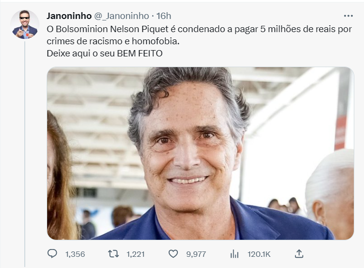 Racismo: Nelson Piquet é condenado a pagar R$ 5 milhões para Lewis Hamilton