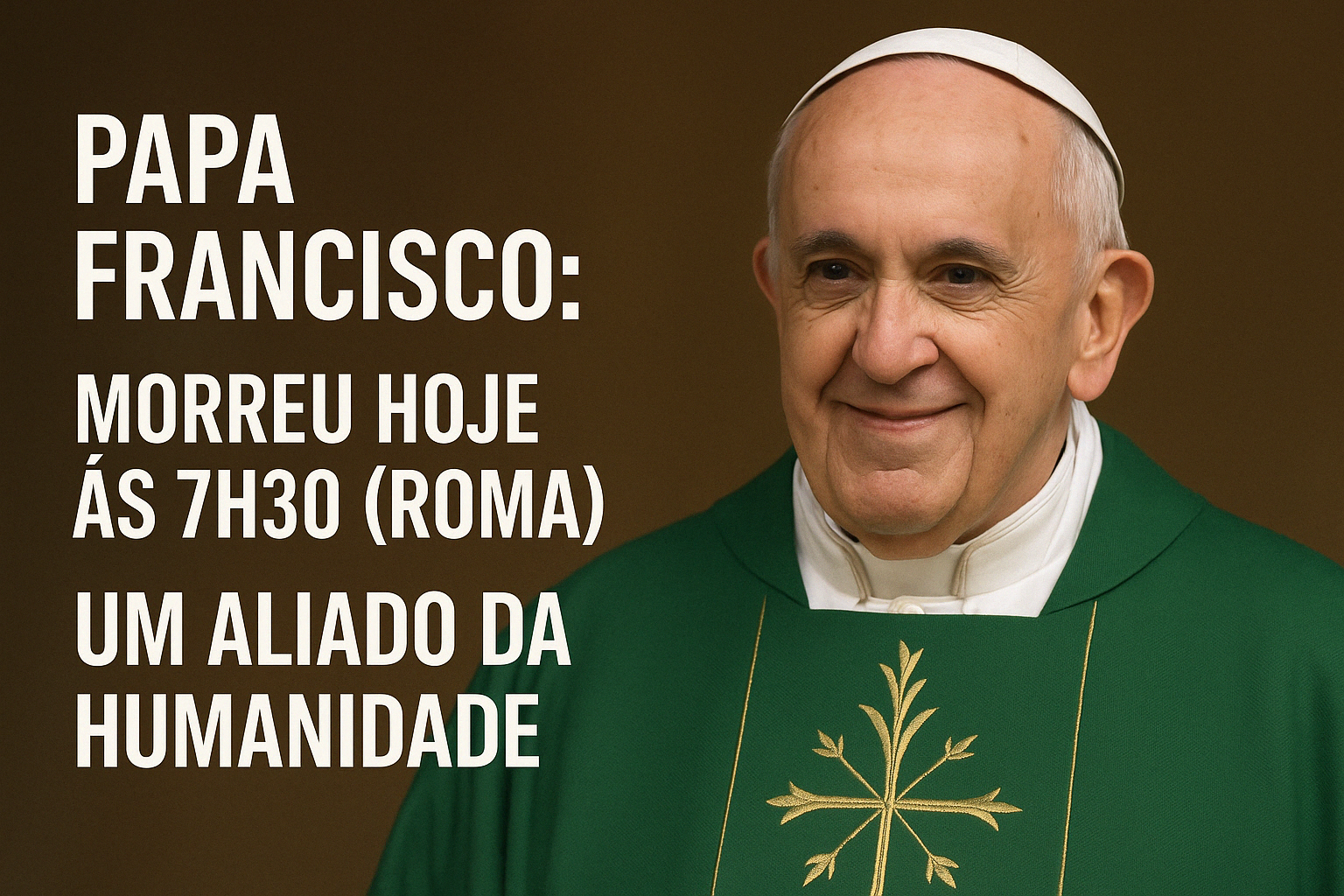Papa Francisco: Morreu hoje às 7:30h (Roma) um aliado da humanidade